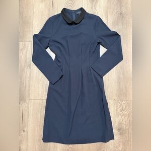 COS Navy Wool-Blend Collared Long Sleeve Dress Size 6